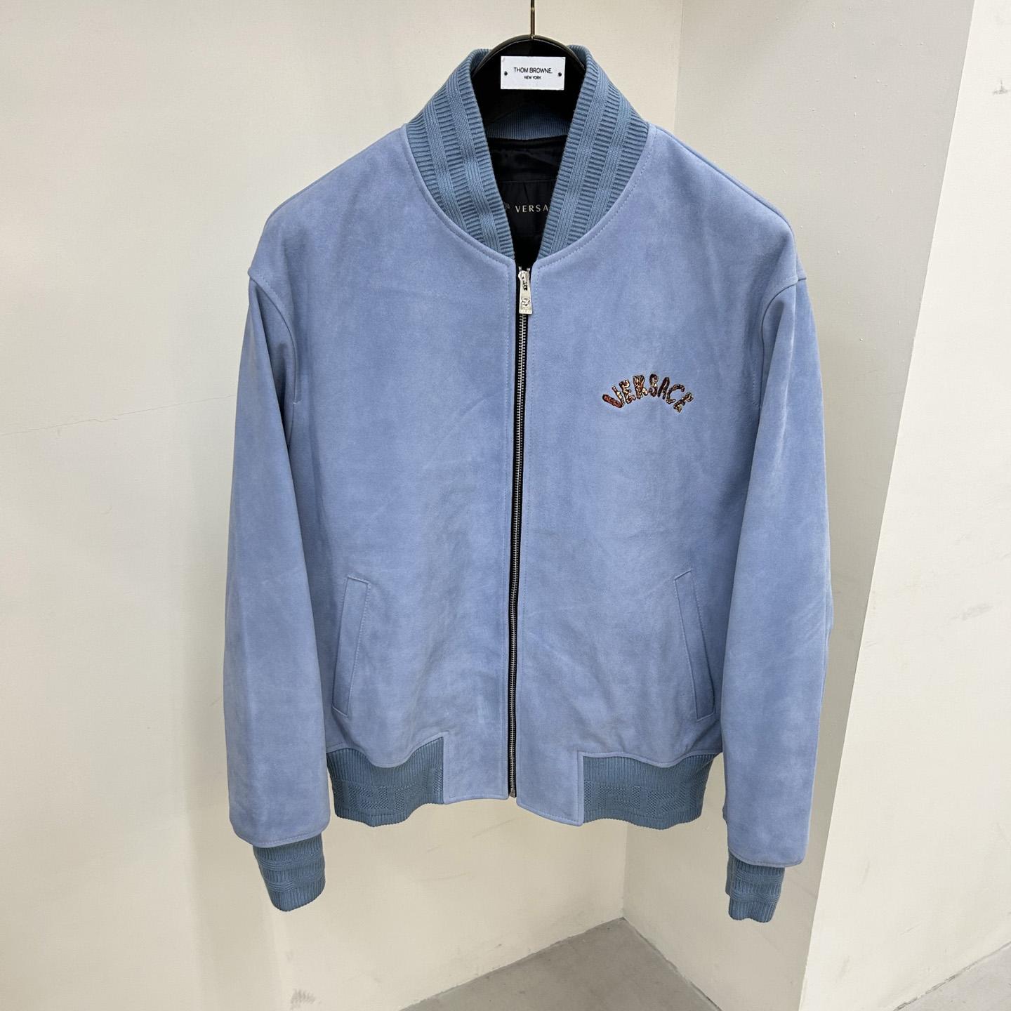 Versace Seashell Baroque Logo Suede Jacket - PerfectKickZ