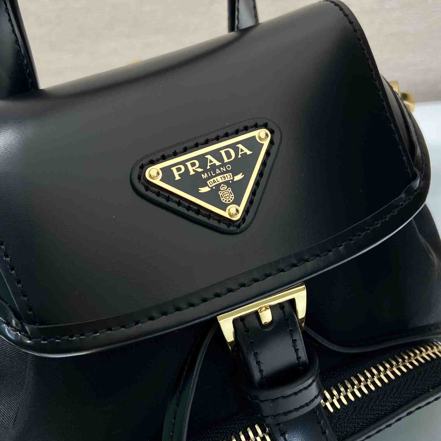 Prada Small Re-Nylon And Brushed Leather Backpack - PerfectKickZ
