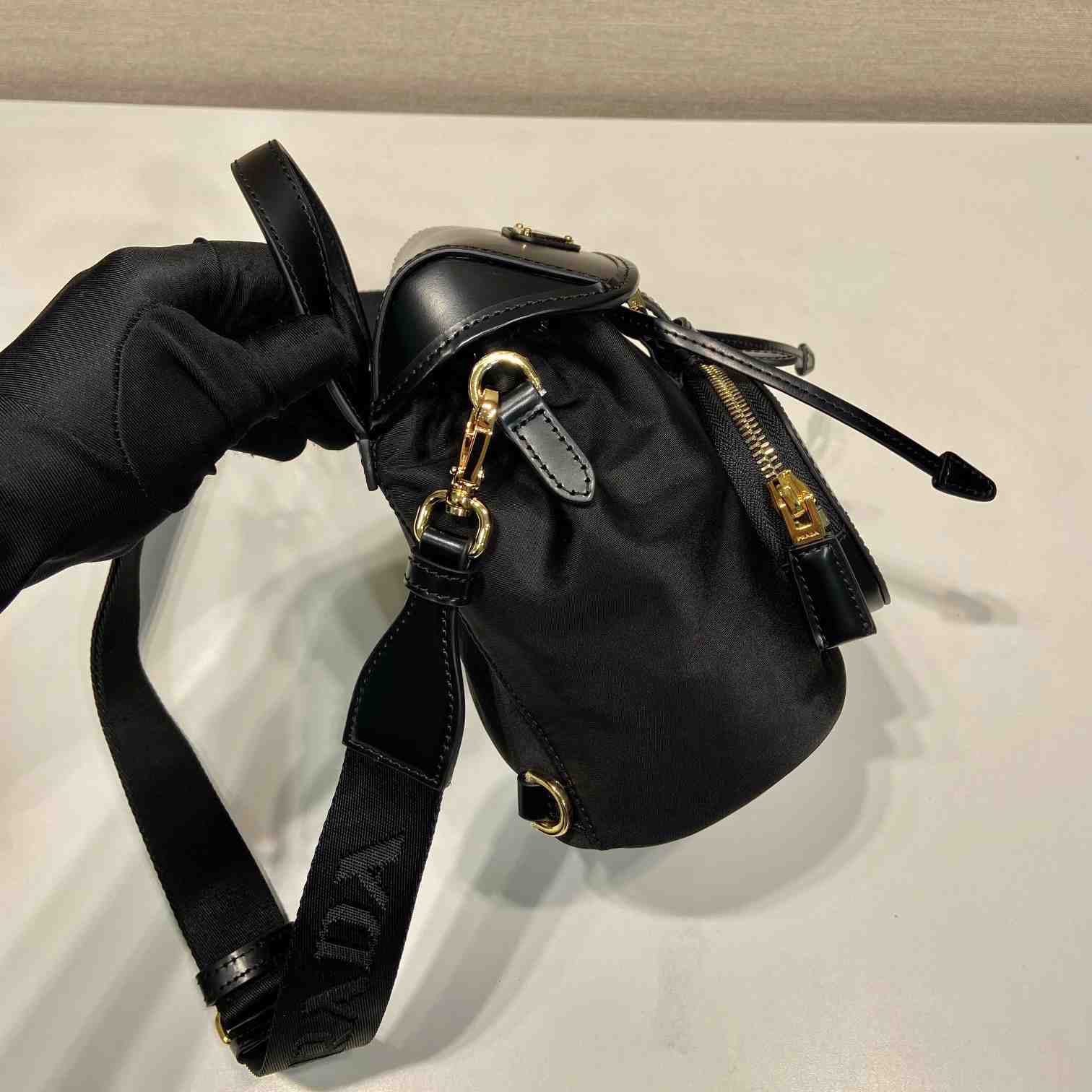Prada Small Re-Nylon And Brushed Leather Backpack - PerfectKickZ