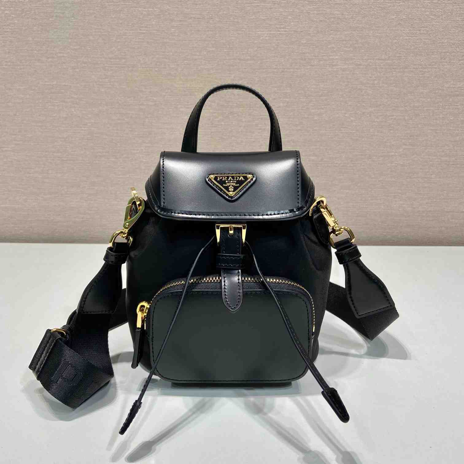 Prada Small Re-Nylon And Brushed Leather Backpack - PerfectKickZ