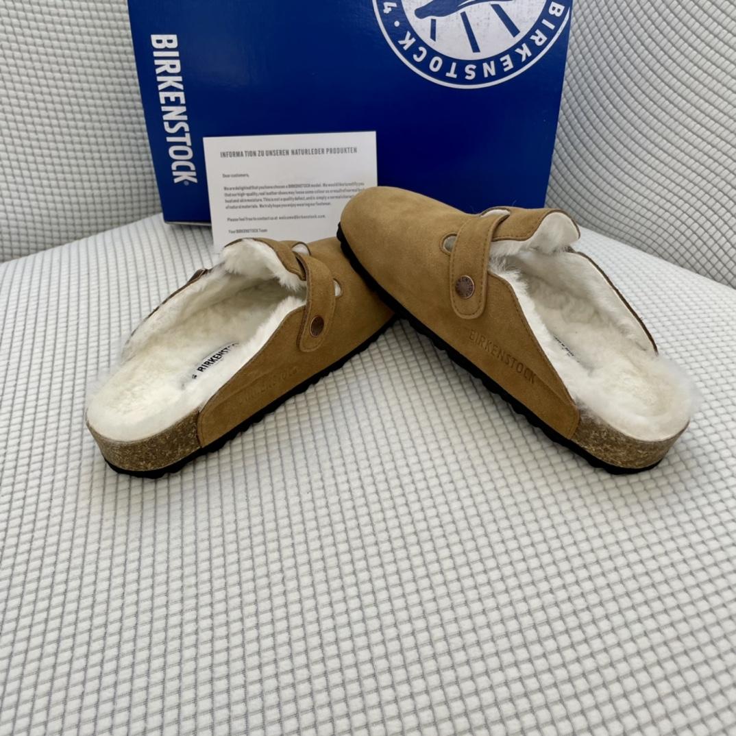 Birkenstock Suede Boston Clogs in Shearling - PerfectKickZ