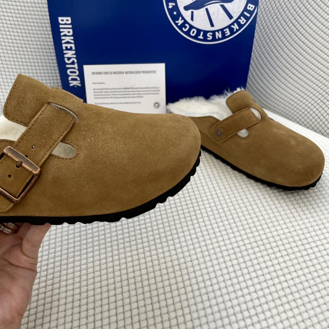 Birkenstock Suede Boston Clogs in Shearling - PerfectKickZ
