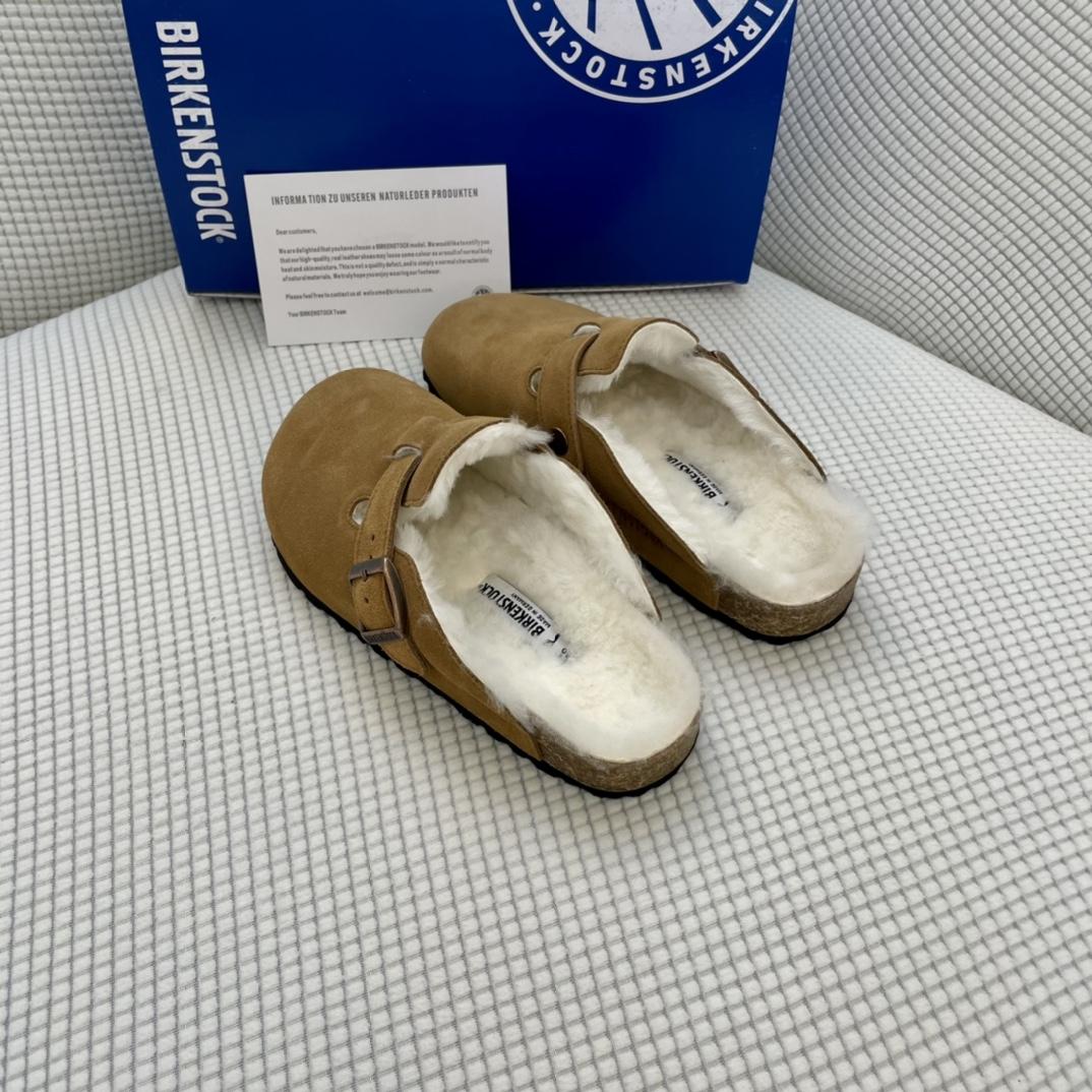 Birkenstock Suede Boston Clogs in Shearling - PerfectKickZ