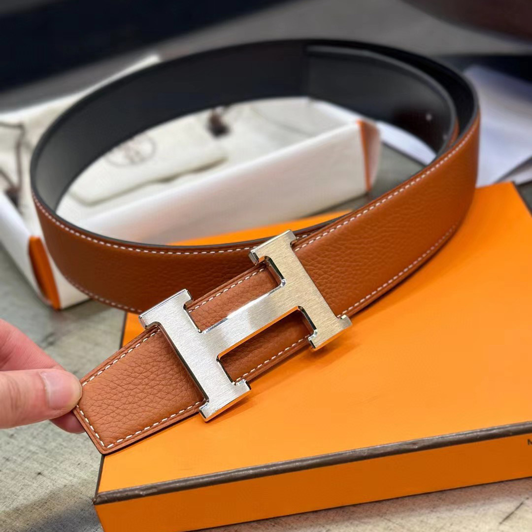 Hermes H Belt Buckle & Reversible Leather Strap - PerfectKickZ