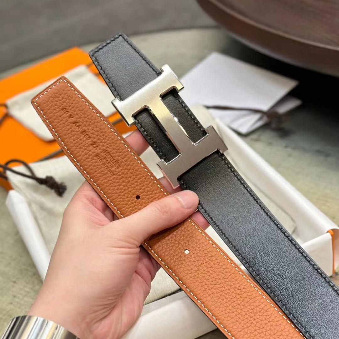 Hermes H Belt Buckle & Reversible Leather Strap - PerfectKickZ