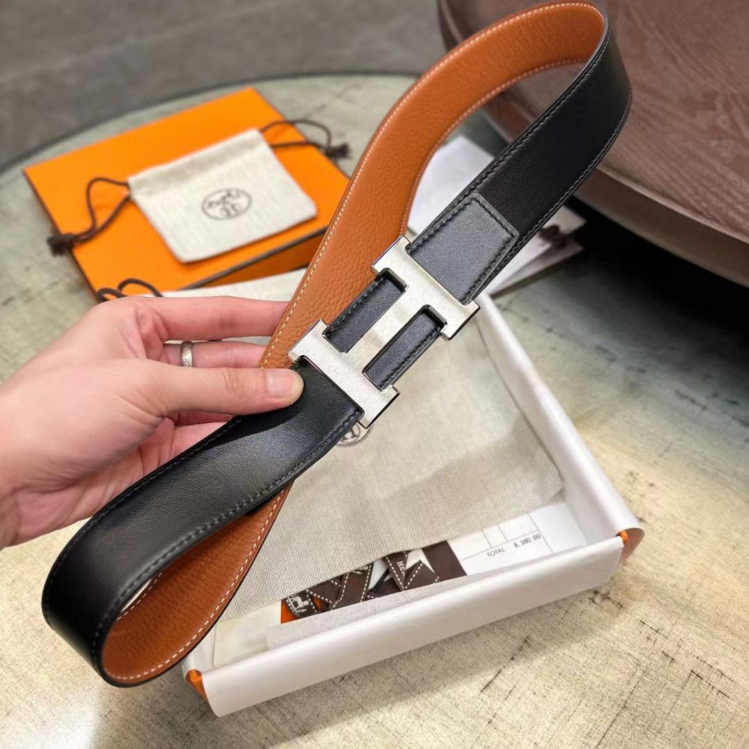 Hermes H Belt Buckle & Reversible Leather Strap - PerfectKickZ