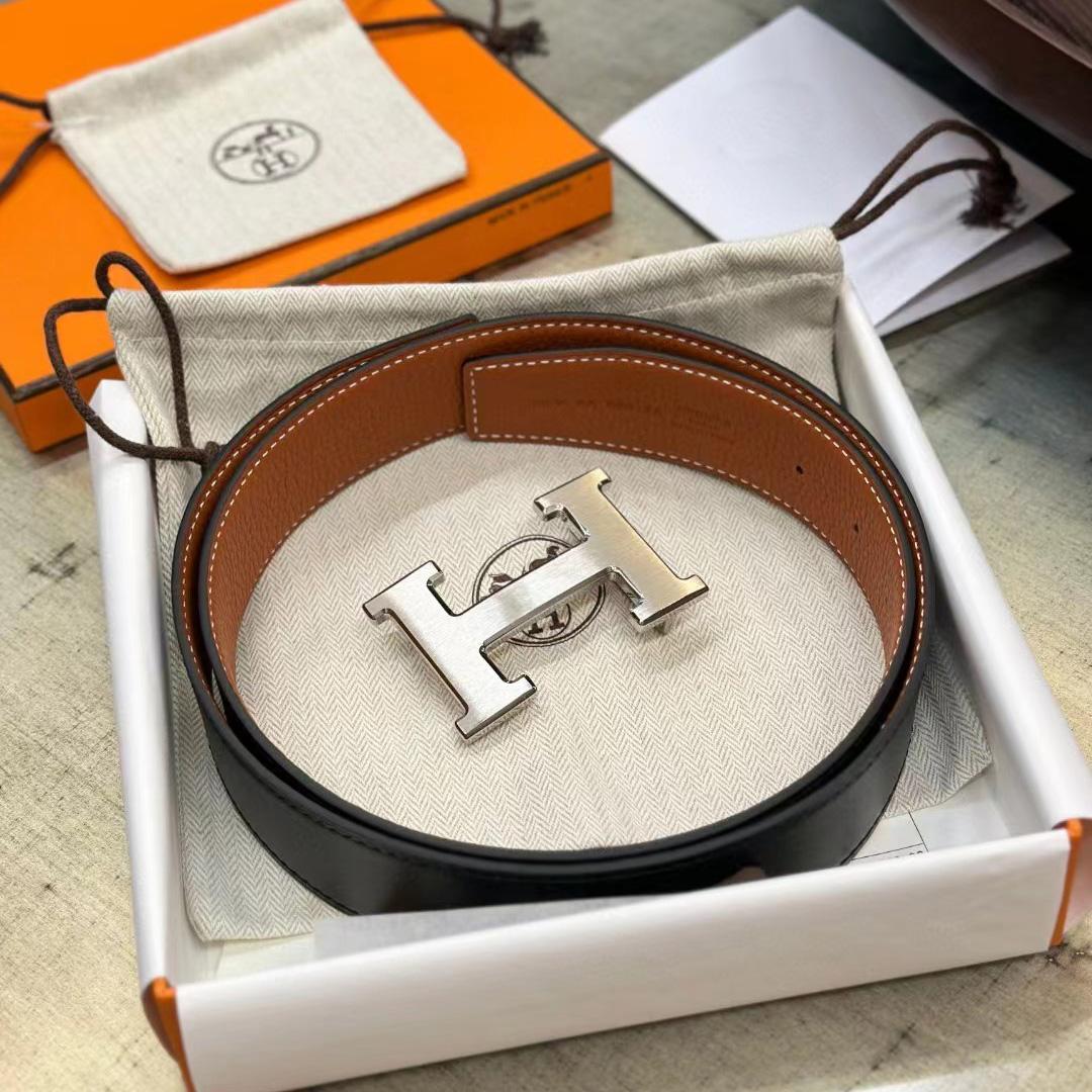 Hermes H Belt Buckle & Reversible Leather Strap - PerfectKickZ