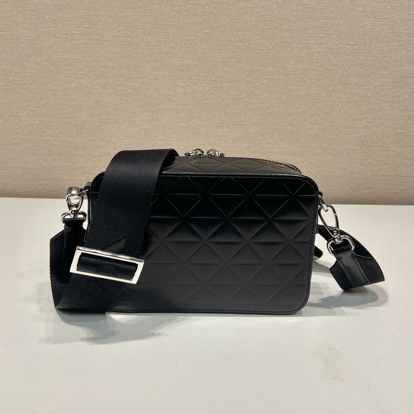 Prada Brique Brushed Leather Bag With Triangle Motif - PerfectKickZ