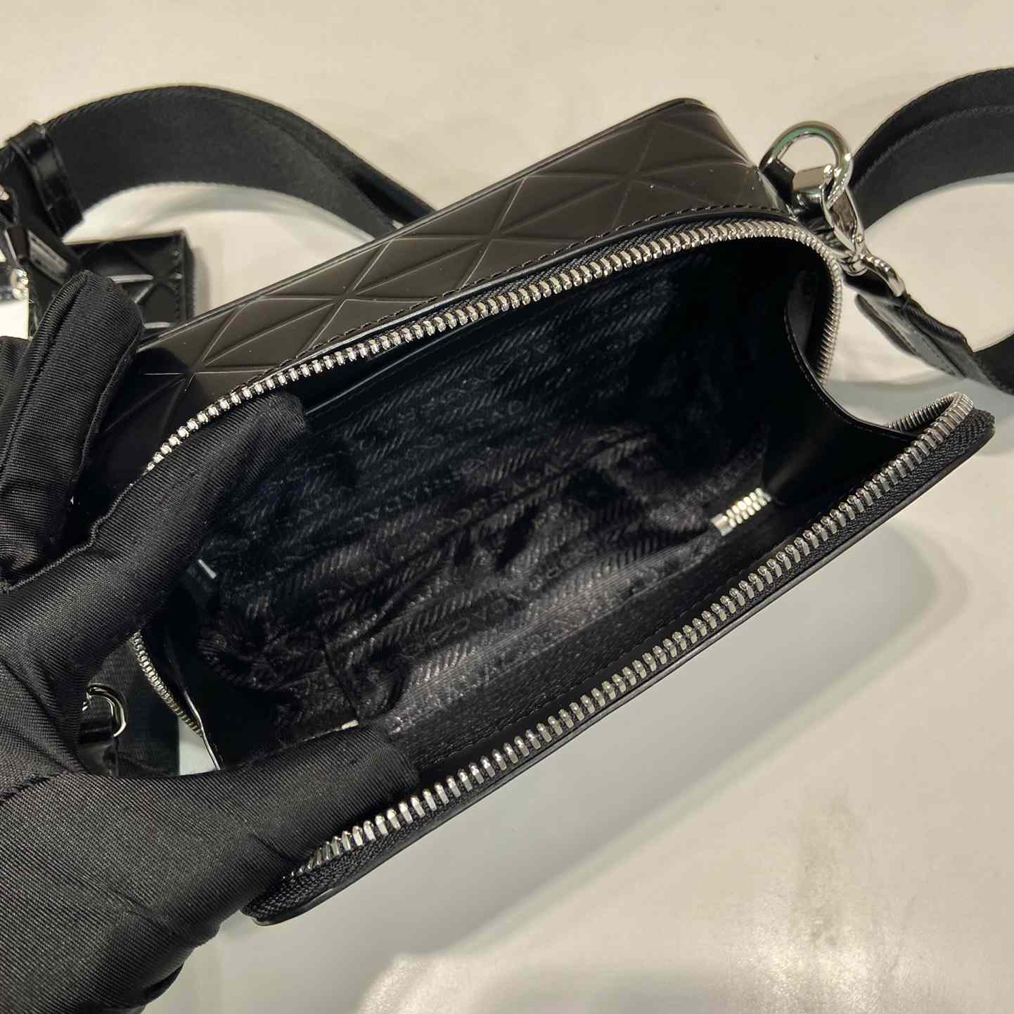 Prada Brique Brushed Leather Bag With Triangle Motif - PerfectKickZ