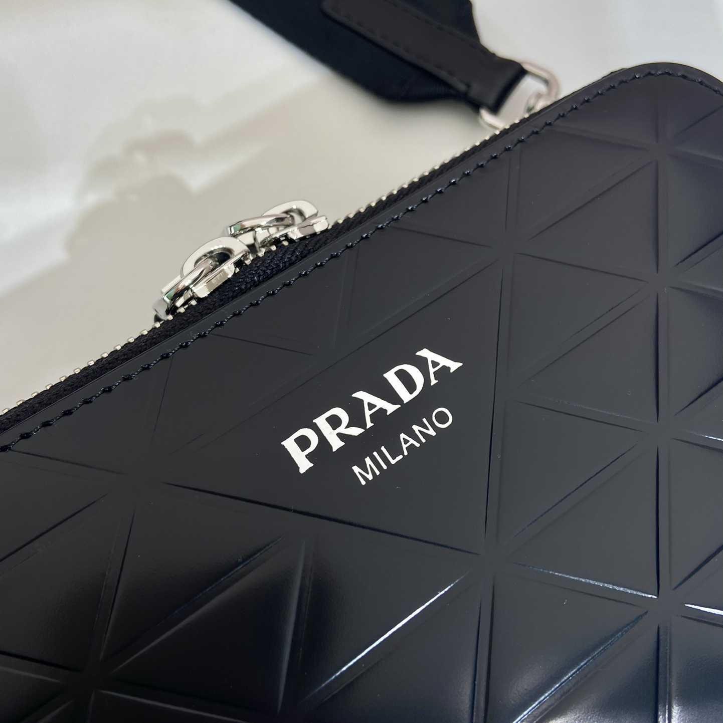 Prada Brique Brushed Leather Bag With Triangle Motif - PerfectKickZ