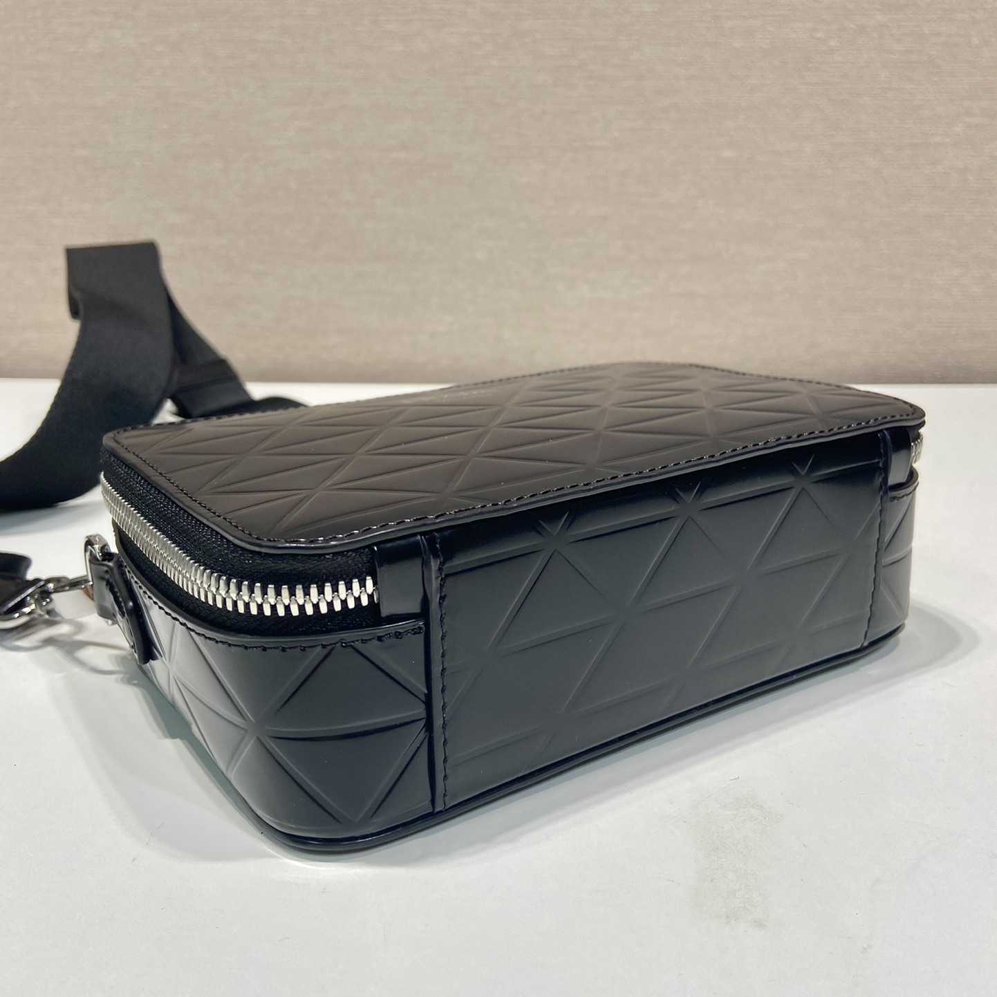 Prada Brique Brushed Leather Bag With Triangle Motif - PerfectKickZ