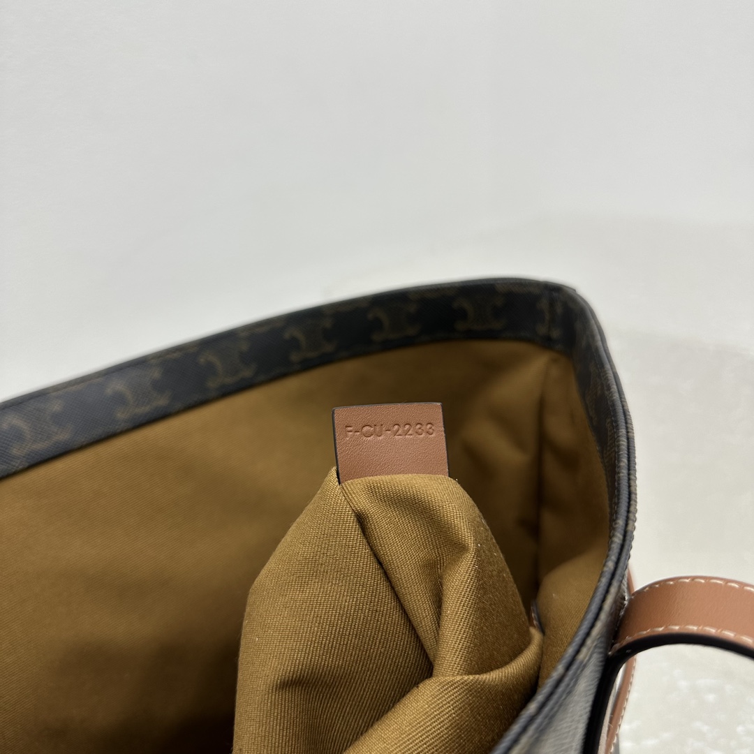 Celine Cabas Drawstring In Triomphe Canvas And Calfskin Tan - 