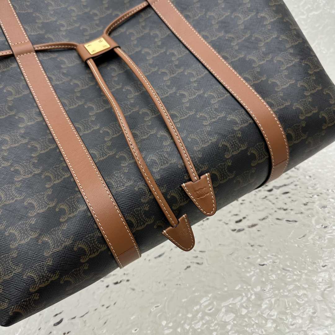 Celine Cabas Drawstring In Triomphe Canvas And Calfskin Tan - PerfectKickZ