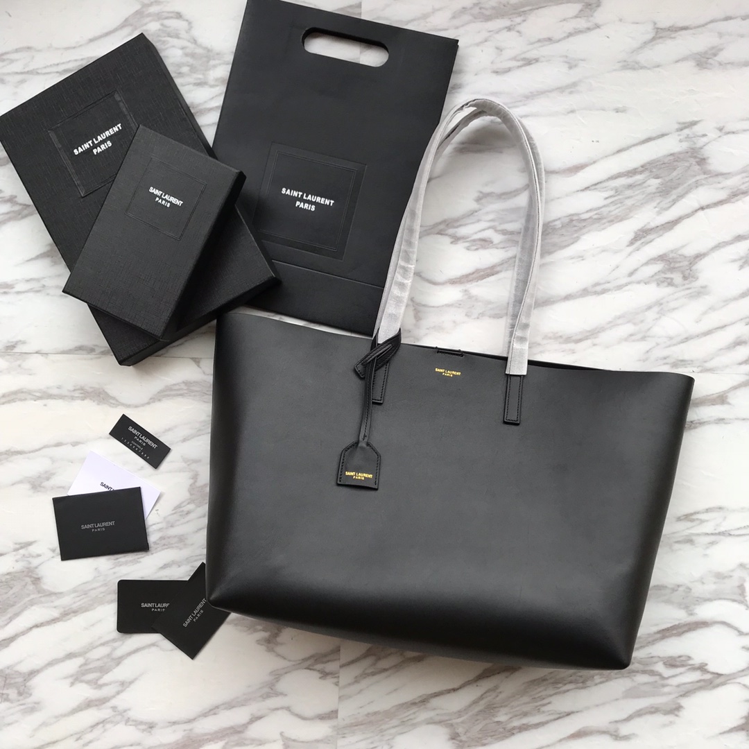 Saint Laurent Shopping Bag In Supple Leather (38x28x13cm) - PerfectKickZ