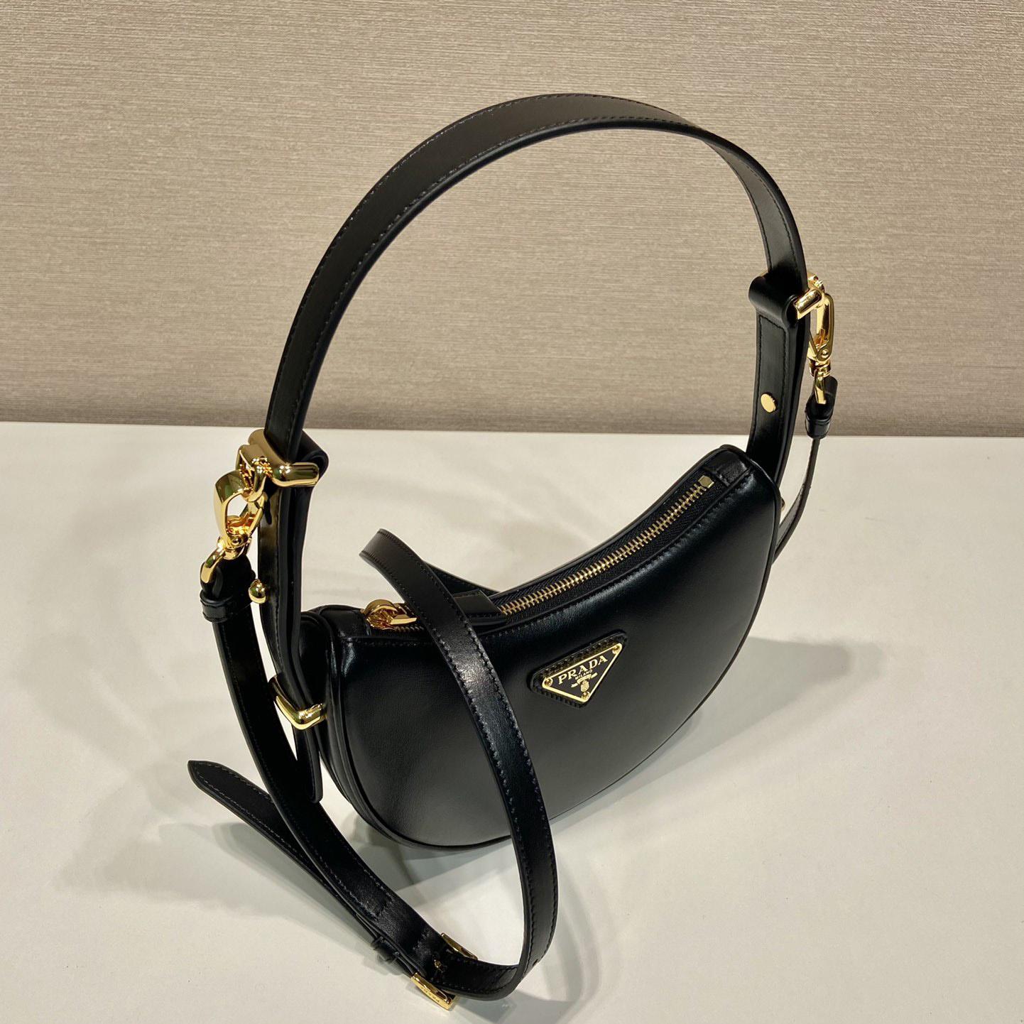 Prada Arqué Leather Mini Shoulder Bag - PerfectKickZ