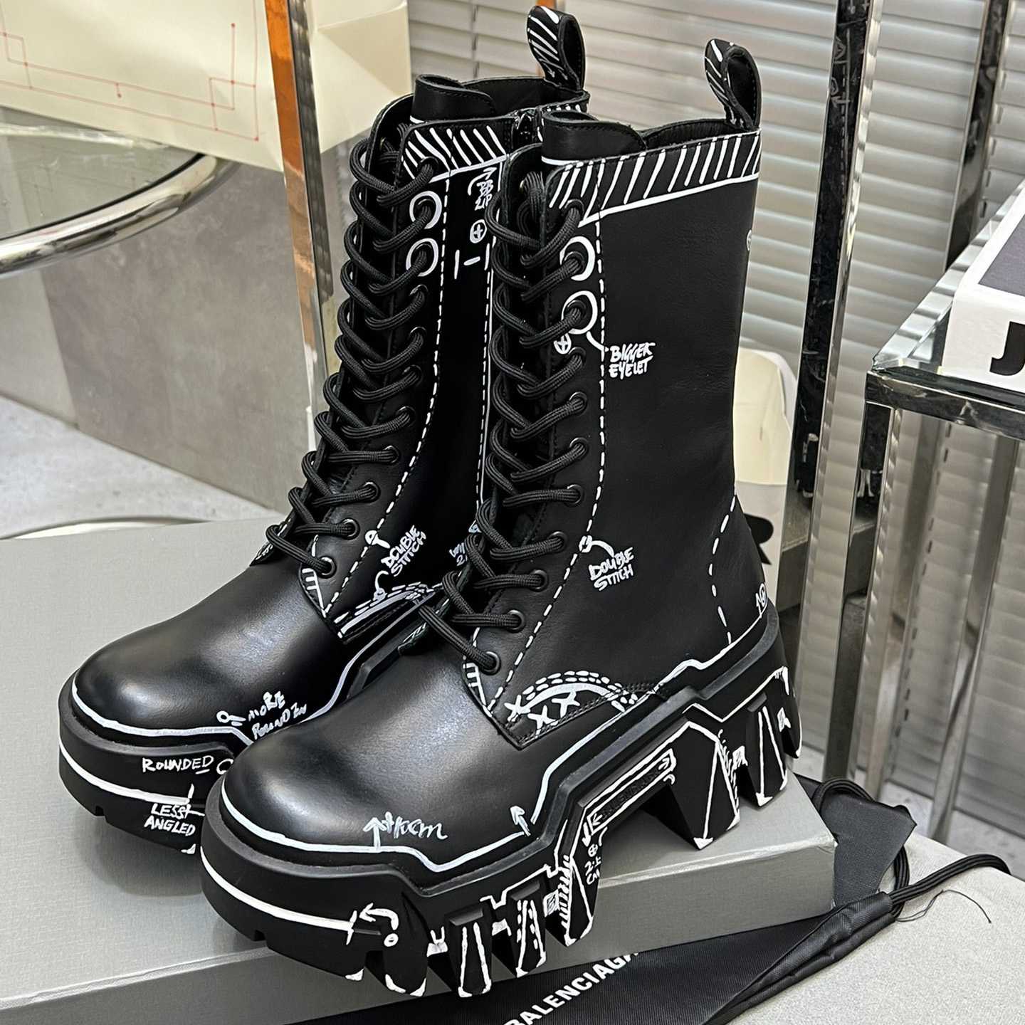 Balenciaga Bulldozer Lace-Up Boot In Black  - PerfectKickZ