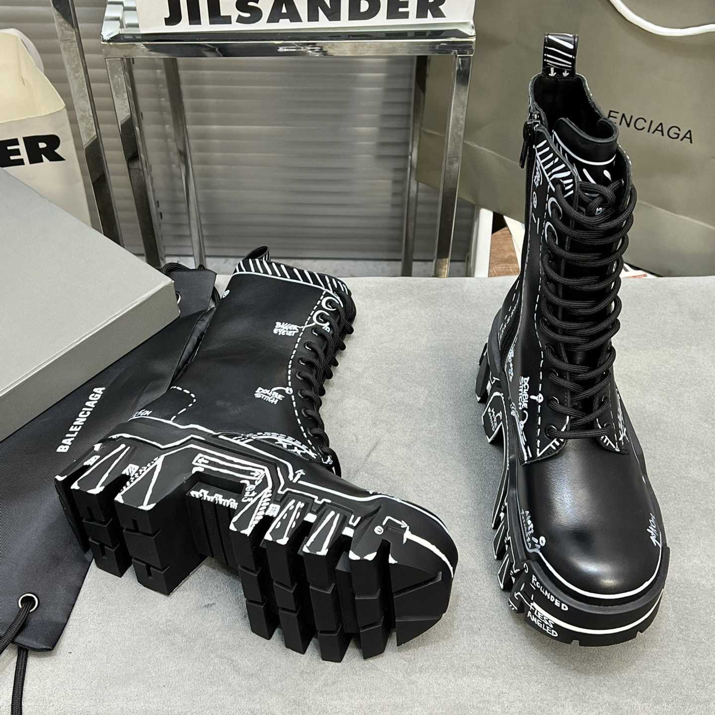 Balenciaga Bulldozer Lace-Up Boot In Black  - PerfectKickZ