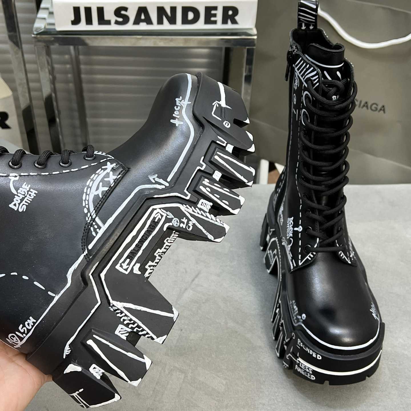 Balenciaga Bulldozer Lace-Up Boot In Black  - PerfectKickZ