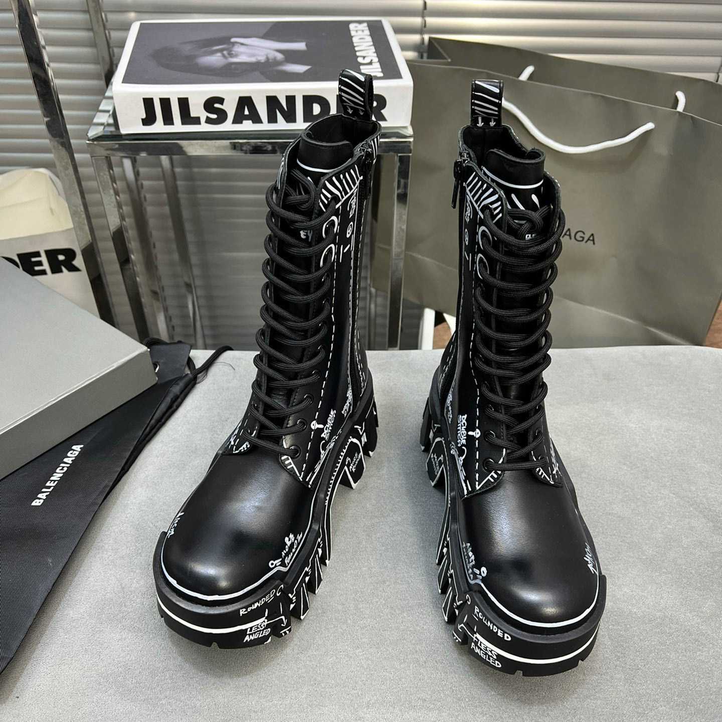 Balenciaga Bulldozer Lace-Up Boot In Black  - PerfectKickZ