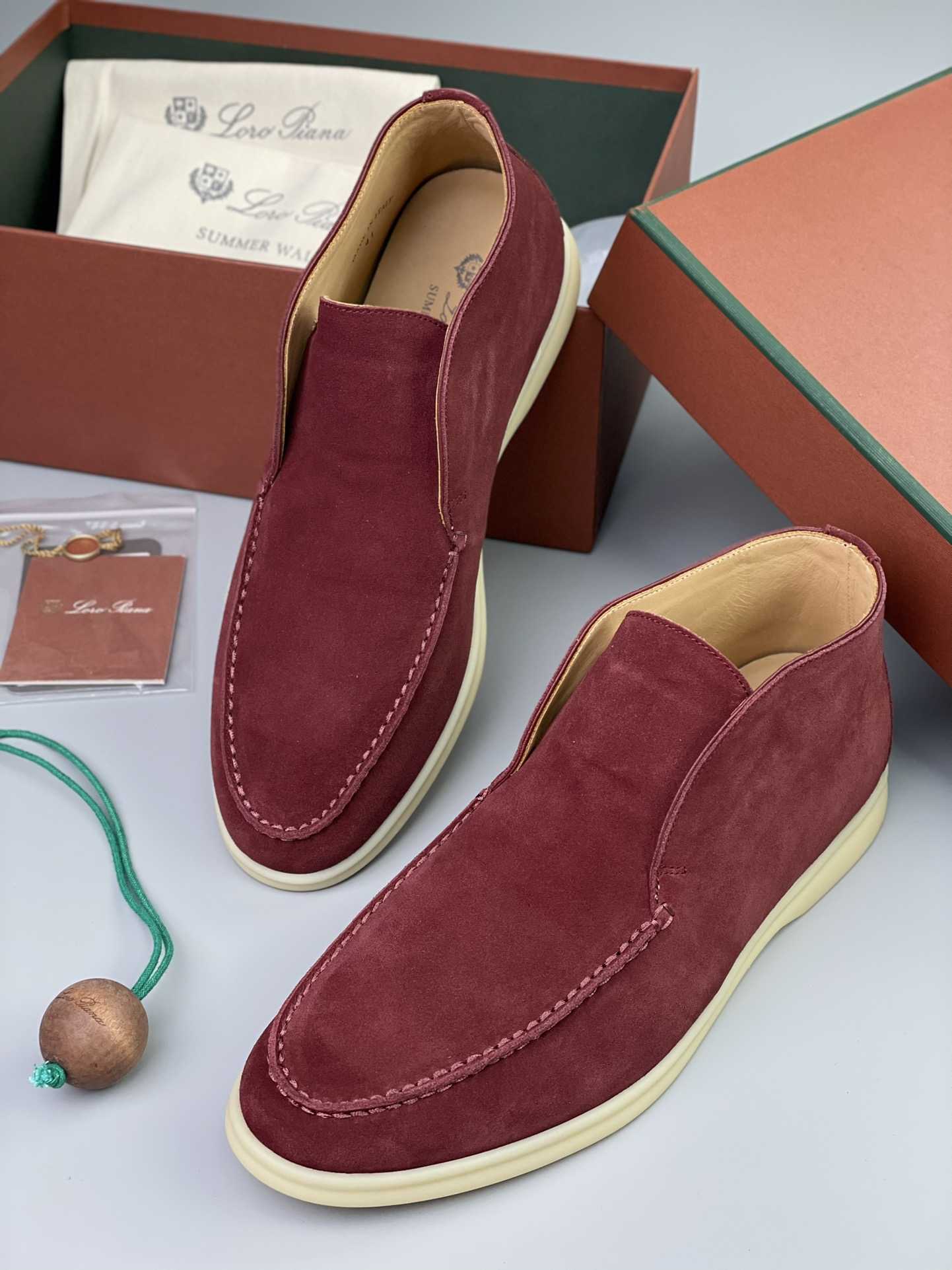 Loro Piana White Sole Summer Walk Loafers In Red - 