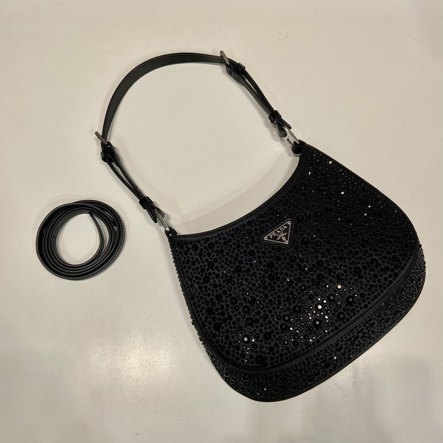 Prada Cleo Satin Bag With Crystals - PerfectKickZ