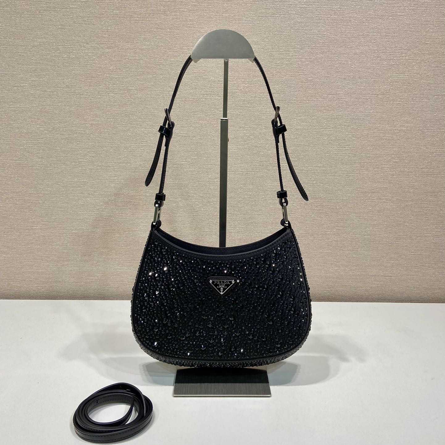 Prada Cleo Satin Bag With Crystals - PerfectKickZ