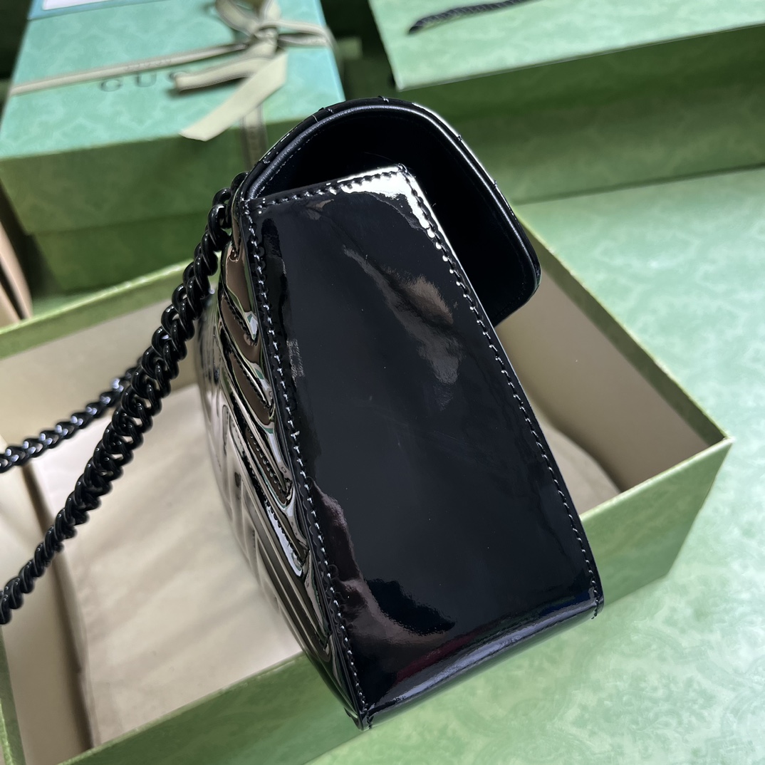 Gucci GG Marmont Patent Small Shoulder Bag - PerfectKickZ
