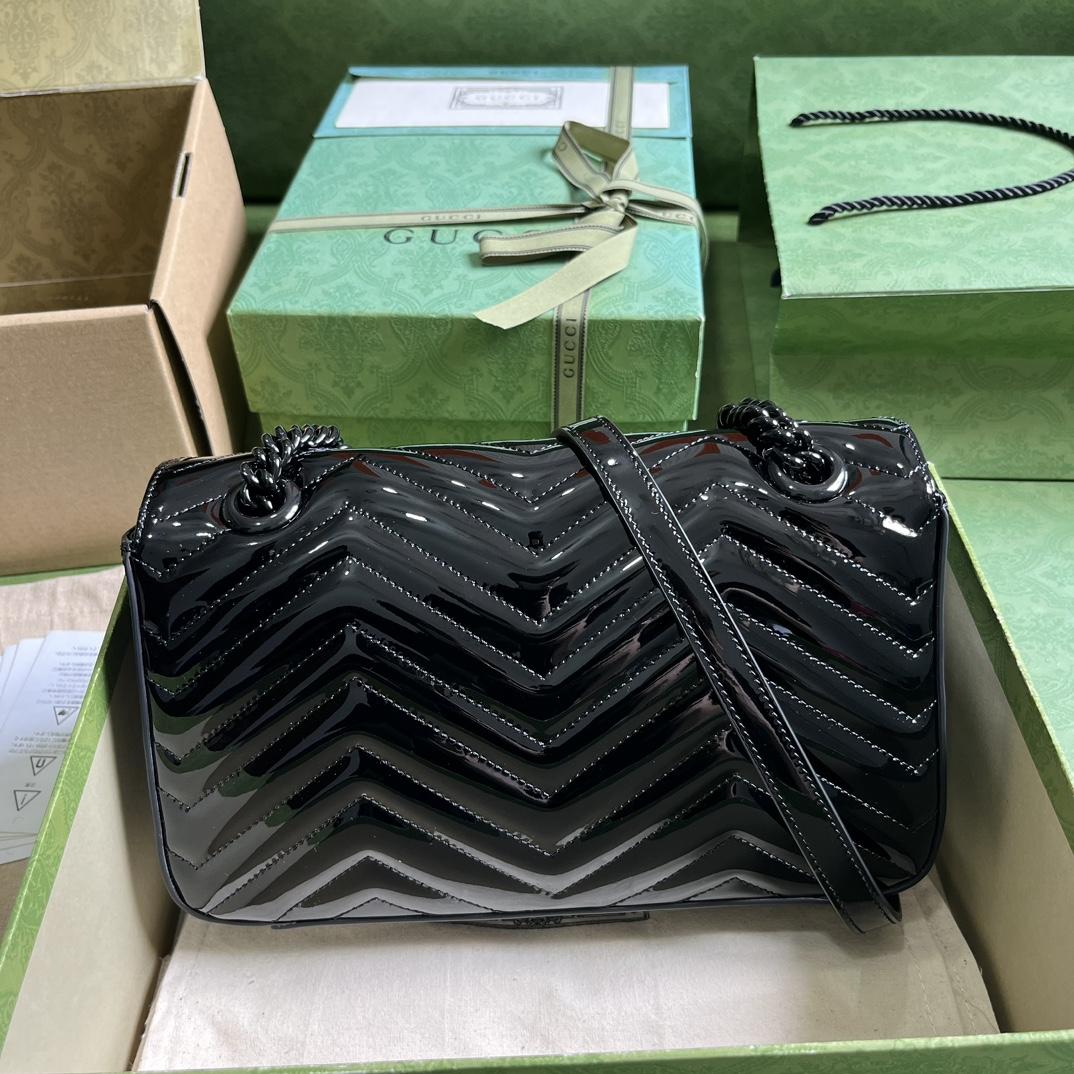 Gucci GG Marmont Patent Small Shoulder Bag - PerfectKickZ