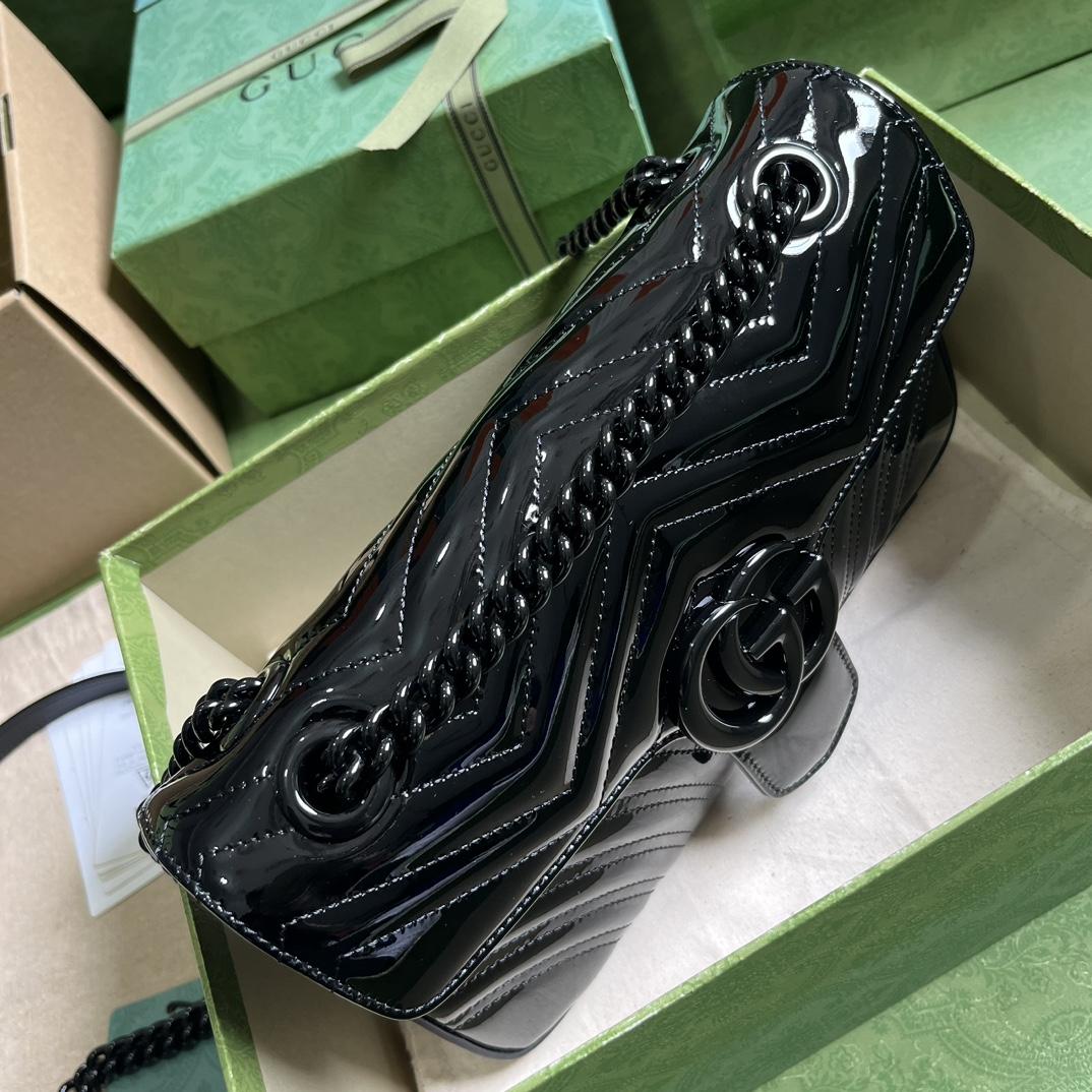 Gucci GG Marmont Patent Small Shoulder Bag - PerfectKickZ