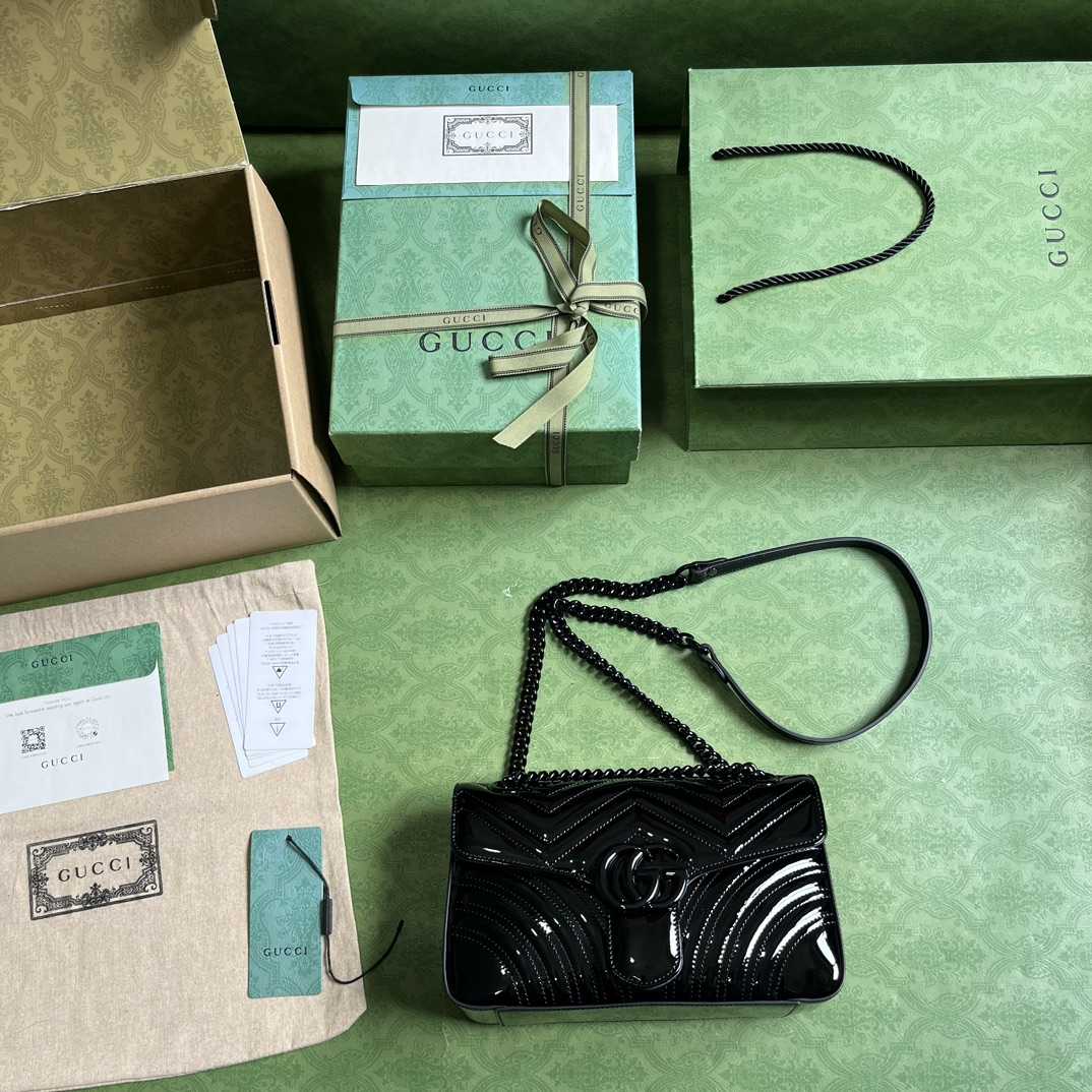 Gucci GG Marmont Patent Small Shoulder Bag - PerfectKickZ
