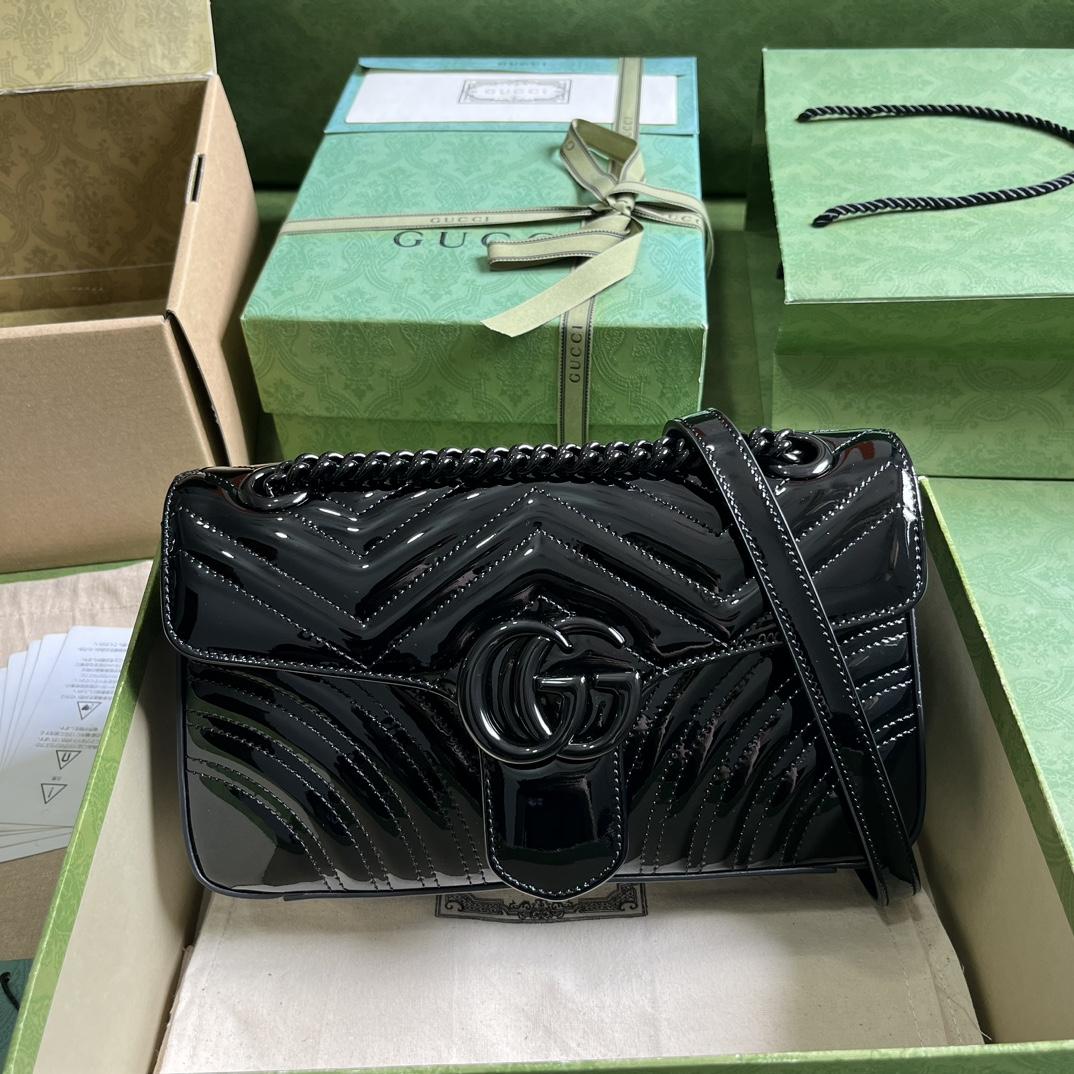 Gucci GG Marmont Patent Small Shoulder Bag - PerfectKickZ