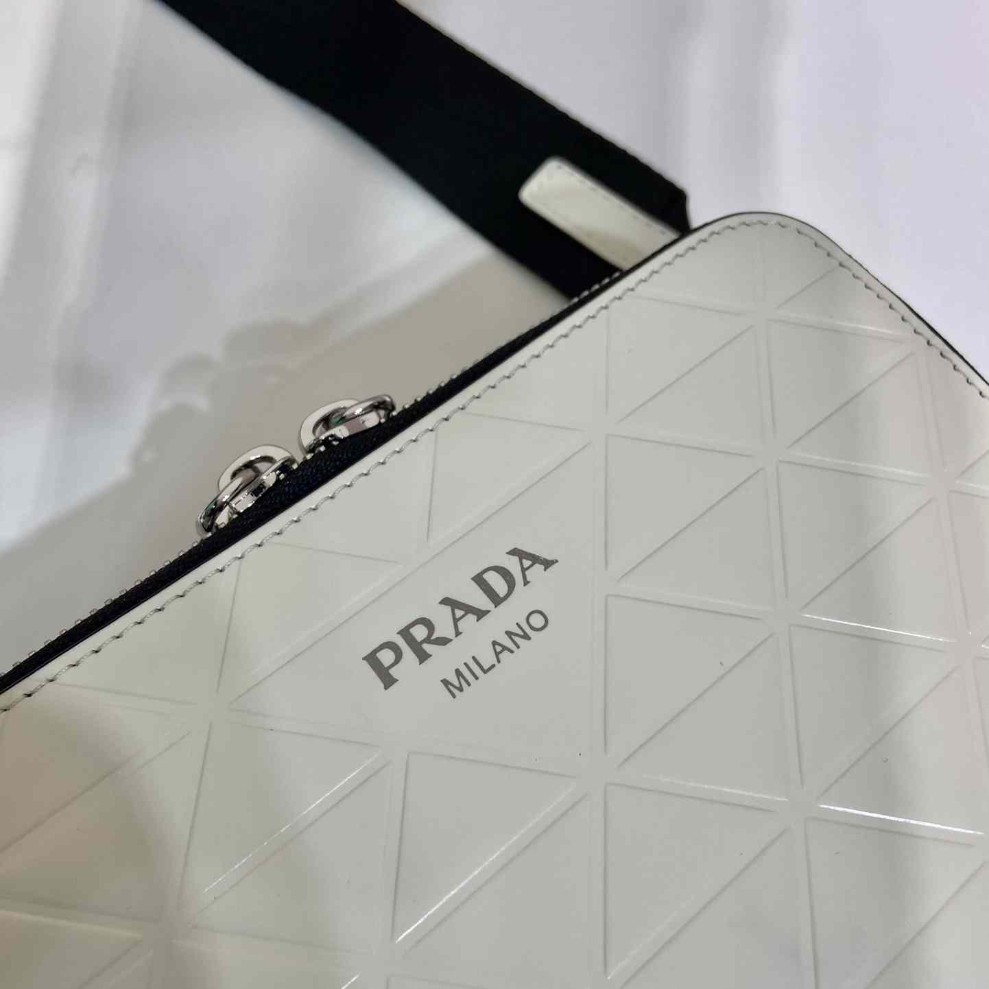 Prada Brique Brushed Leather Bag With Triangle Motif - 