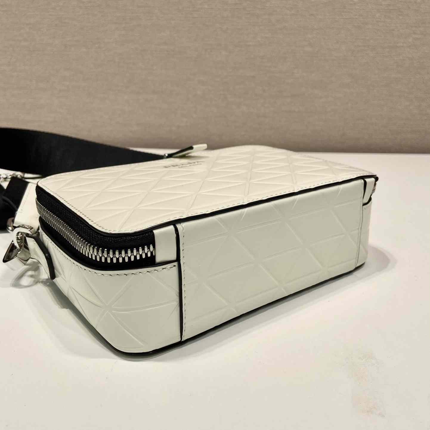 Prada Brique Brushed Leather Bag With Triangle Motif - 