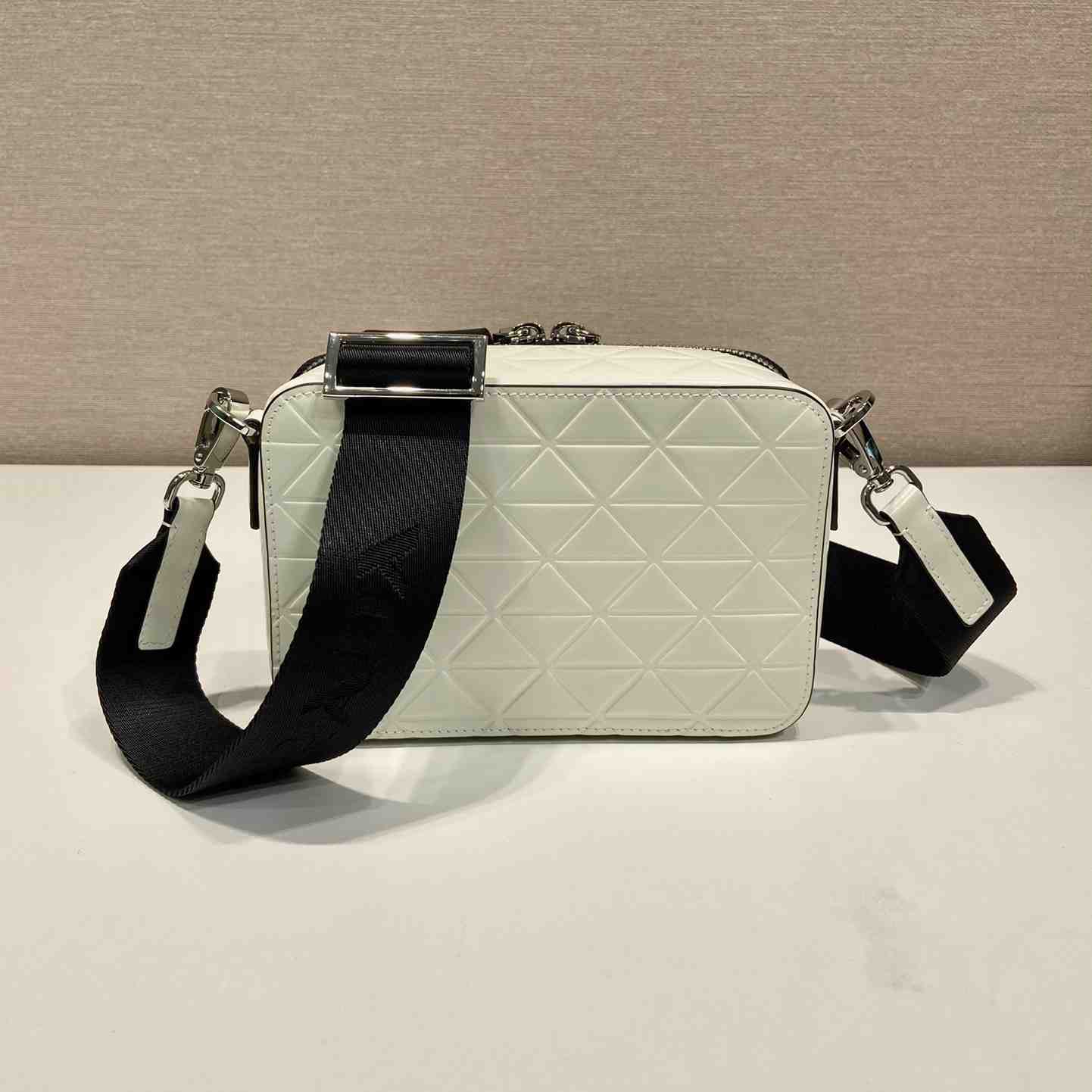 Prada Brique Brushed Leather Bag With Triangle Motif - 