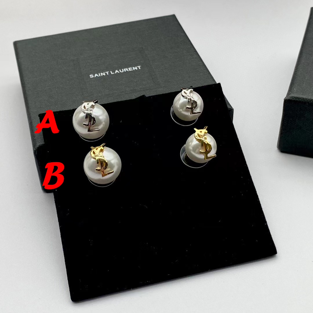 Saint Laurent Cassandre Pearl Earrings In Metal - PerfectKickZ