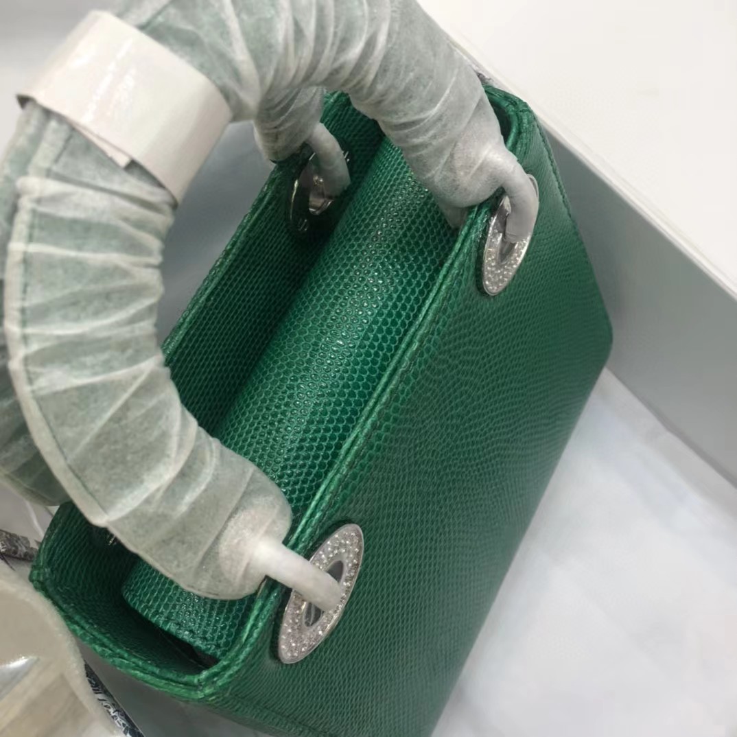 Dior Lizard Swarovski Crystal Mini Lady Dior Bag (17-15-7cm) - PerfectKickZ