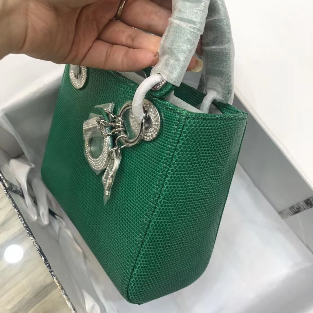 Dior Lizard Swarovski Crystal Mini Lady Dior Bag (17-15-7cm) - PerfectKickZ