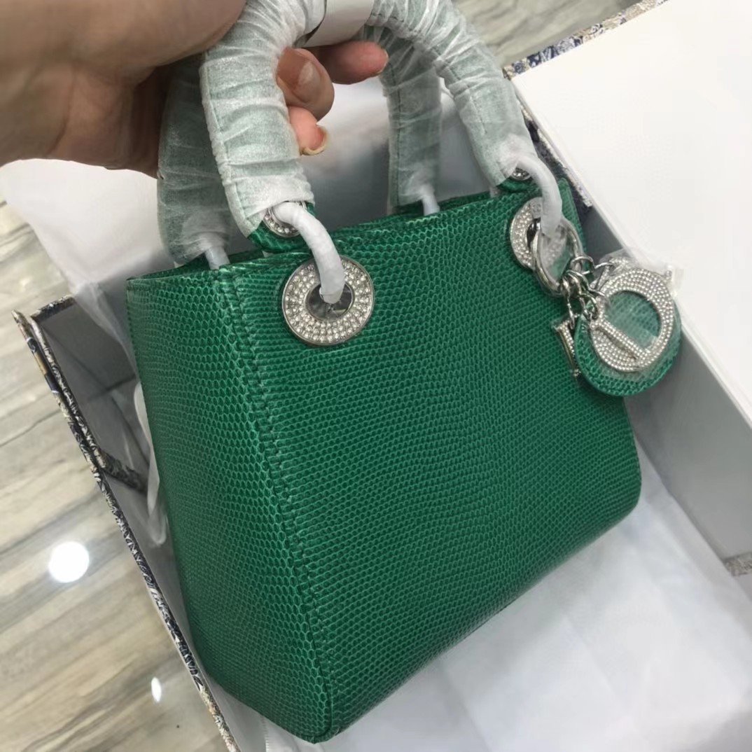 Dior Lizard Swarovski Crystal Mini Lady Dior Bag (17-15-7cm) - PerfectKickZ