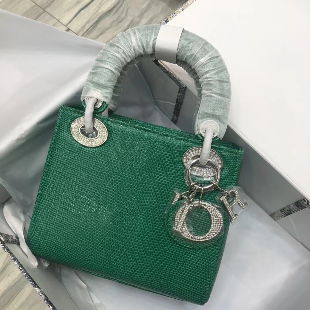 Dior Lizard Swarovski Crystal Mini Lady Dior Bag (17-15-7cm) - PerfectKickZ