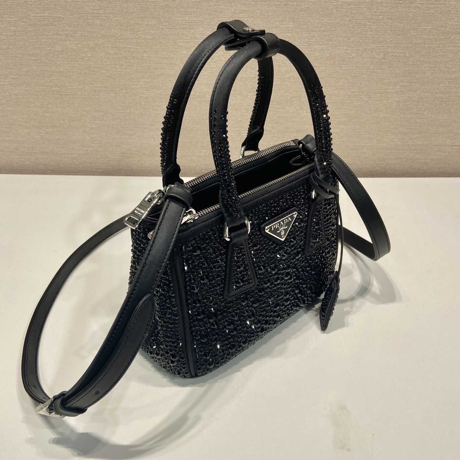 Prada Galleria Satin Mini-bag With Crystals - PerfectKickZ