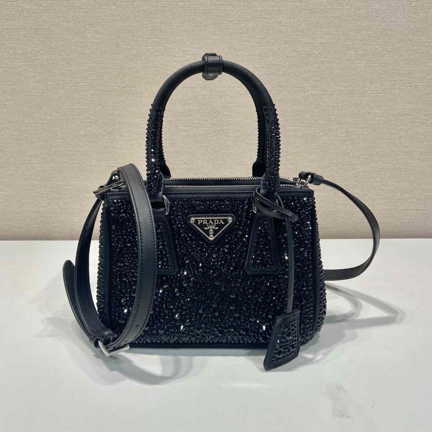 Prada Galleria Satin Mini-bag With Crystals - PerfectKickZ