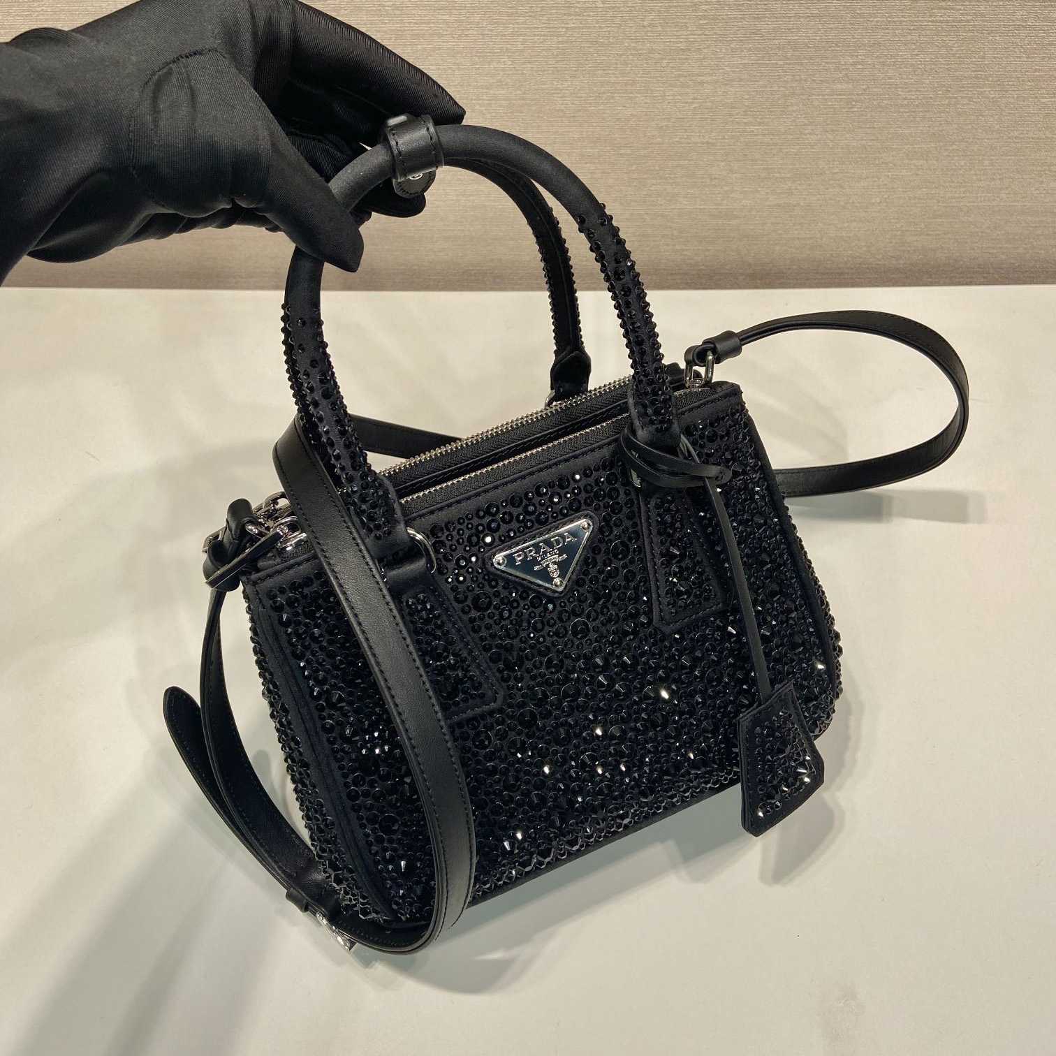 Prada Galleria Satin Mini-bag With Crystals - PerfectKickZ