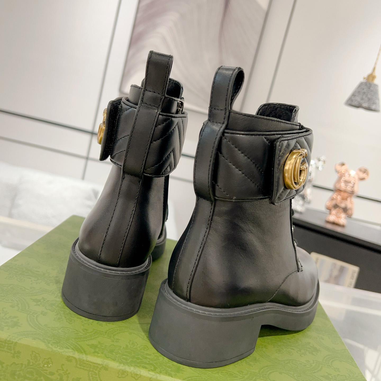 Gucci Marmont Logo-embellished Leather Ankle Boots  - PerfectKickZ