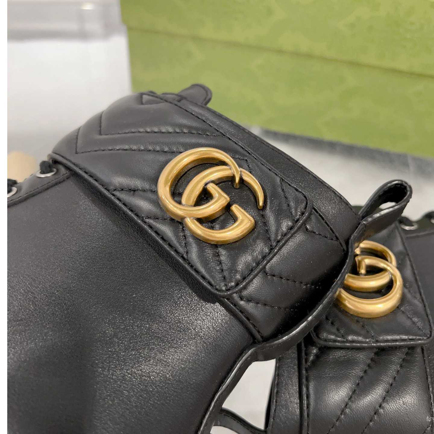 Gucci Marmont Logo-embellished Leather Ankle Boots  - PerfectKickZ