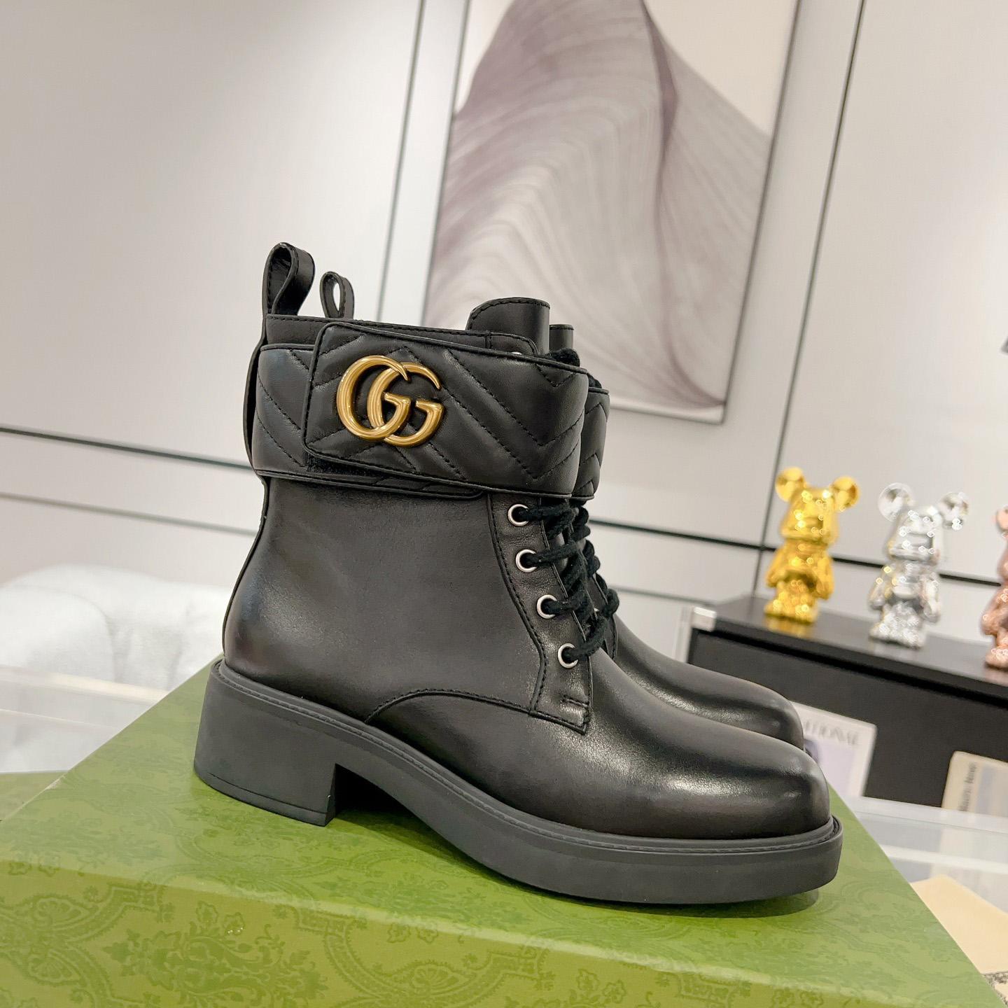 Gucci Marmont Logo-embellished Leather Ankle Boots  - PerfectKickZ