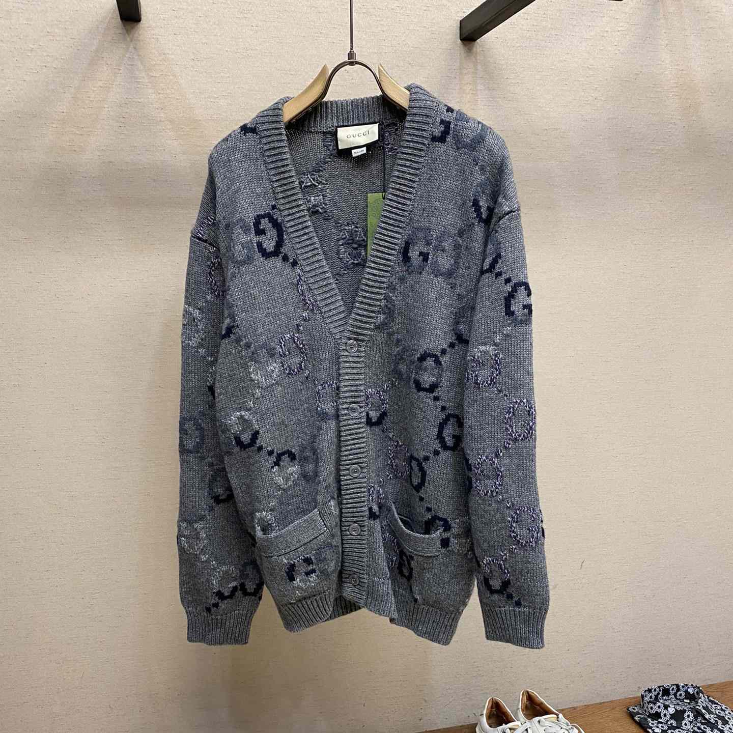 Gucci Wool Cardigan With GG Intarsia - PerfectKickZ