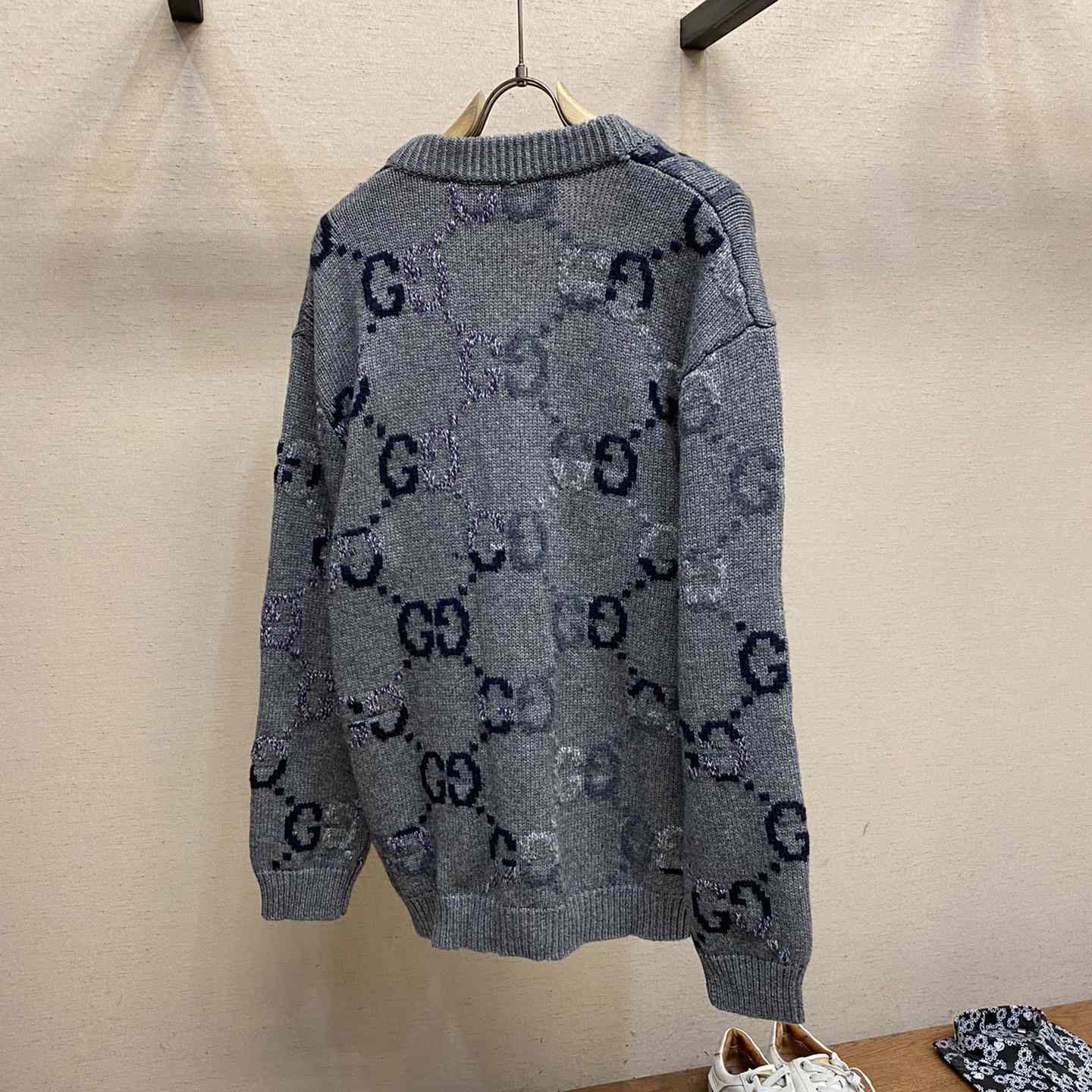 Gucci Wool Cardigan With GG Intarsia - 