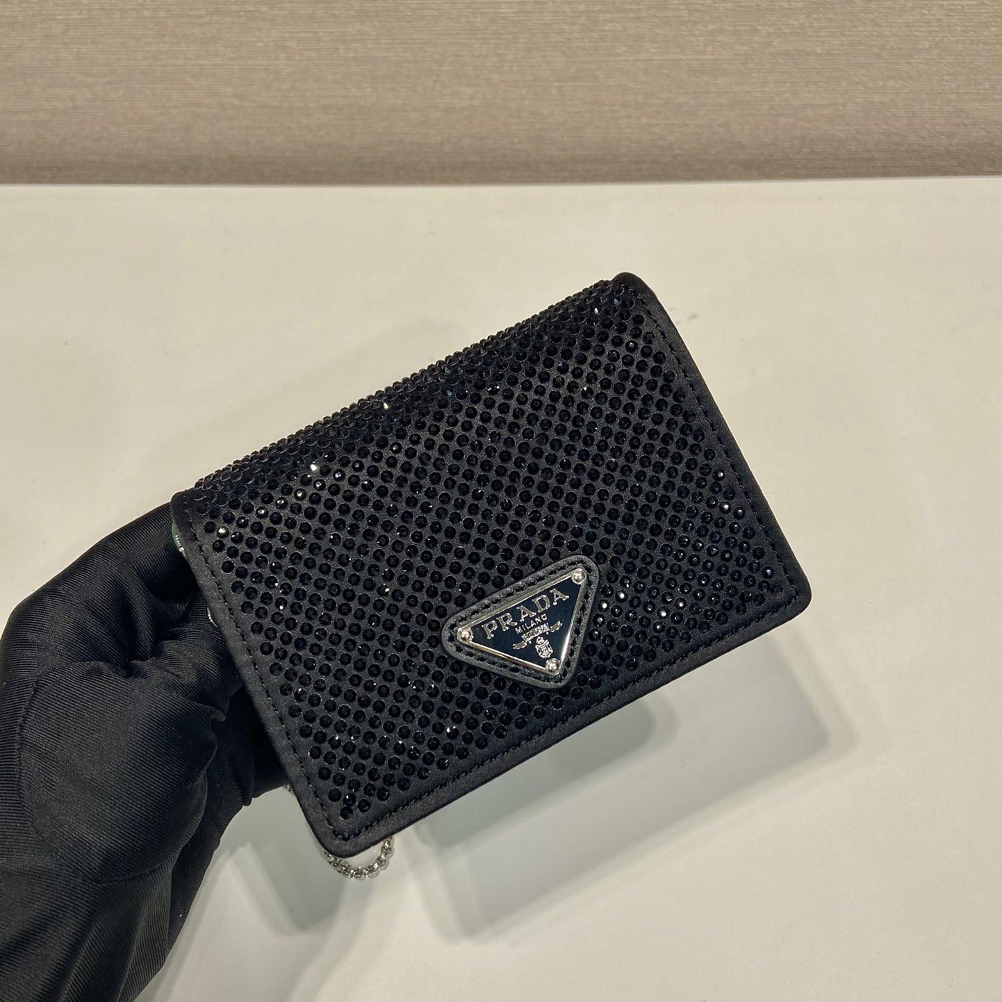 Prada Cardholder With Shoulder Strap And Crystals - PerfectKickZ