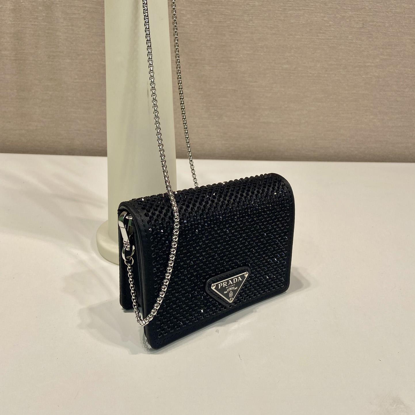 Prada Cardholder With Shoulder Strap And Crystals - PerfectKickZ