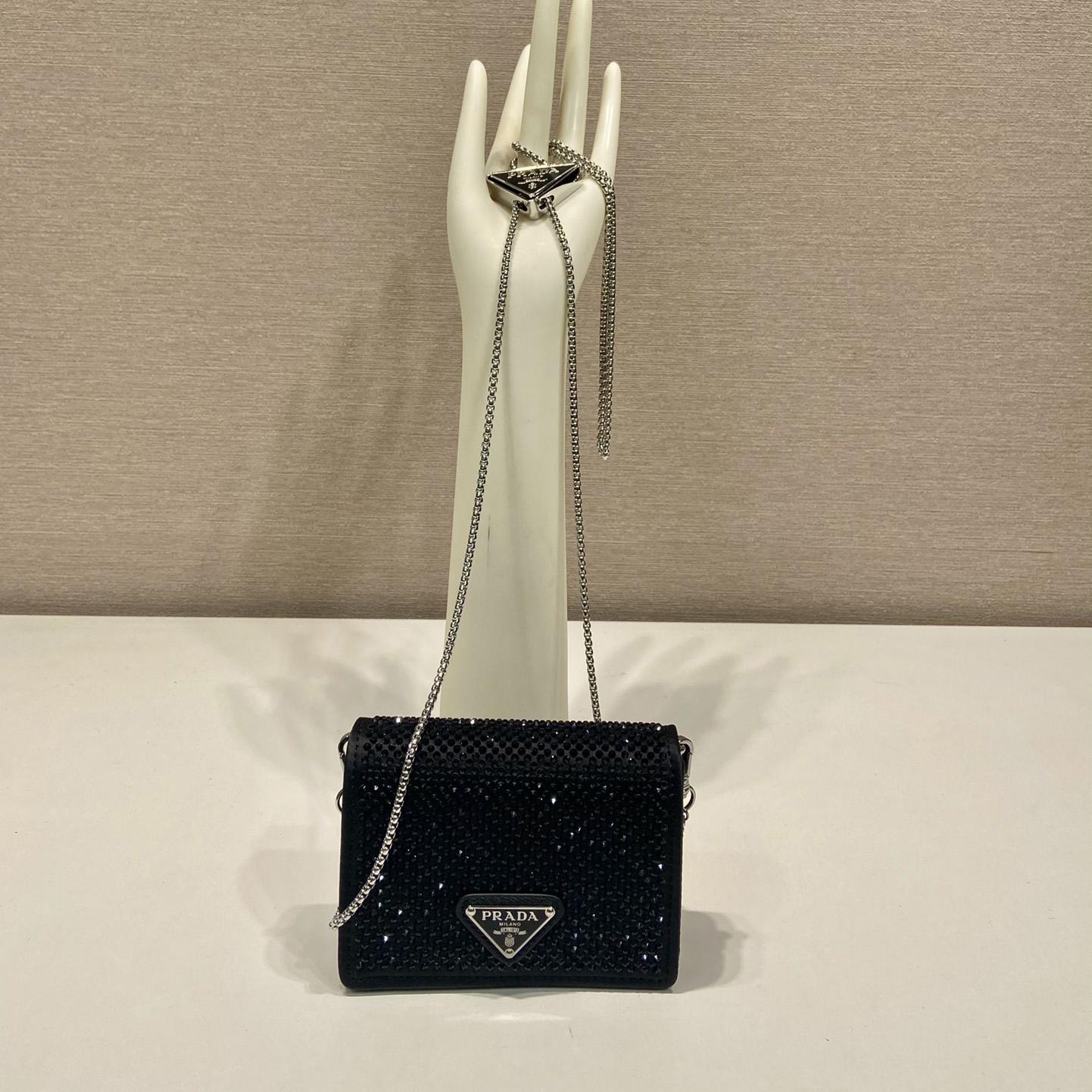 Prada Cardholder With Shoulder Strap And Crystals - PerfectKickZ